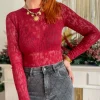 Tops, Blouses*Justine Boutique Alfred body ajouré bordeaux