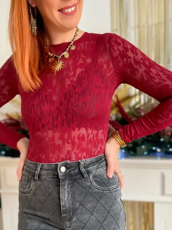 Tops, Blouses*Justine Boutique Alfred body ajouré bordeaux