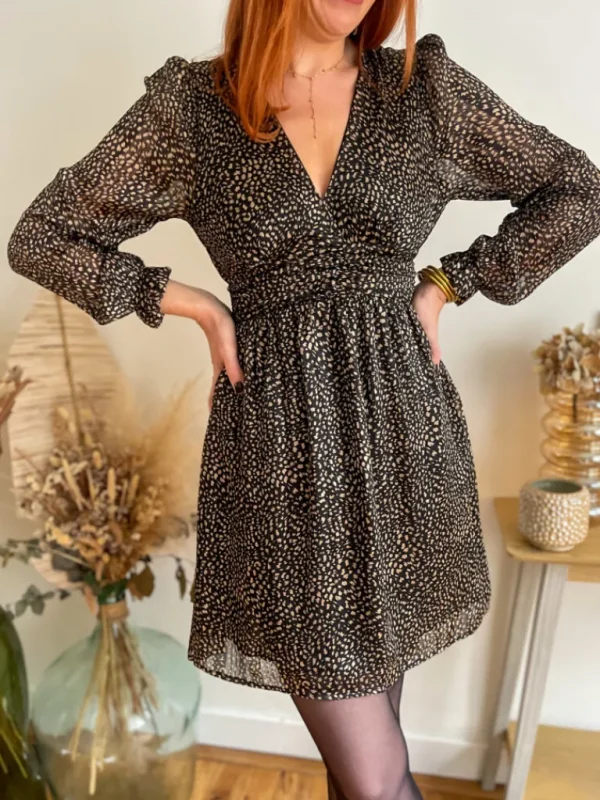 Robes, Jupes*Justine Boutique Anna robe courte noire taupe
