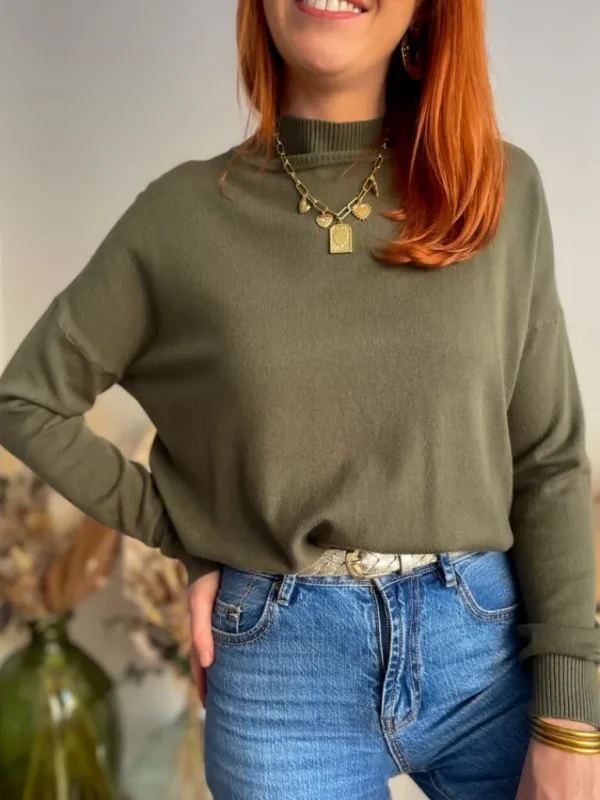 Pulls, Gilets*Justine Boutique Antoine fin pull kaki