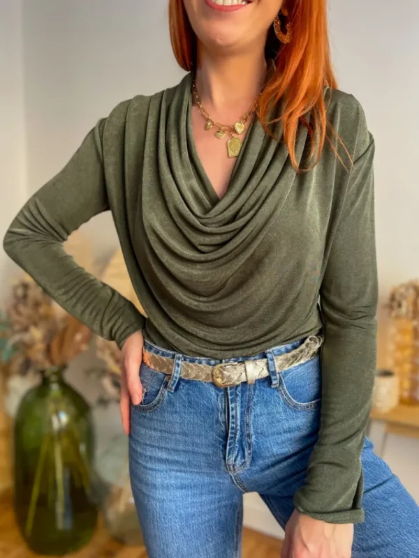 Tops, Blouses*Justine Boutique Arnaud top col benitier kaki