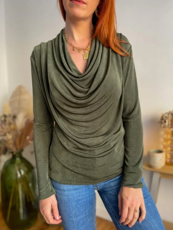 Tops, Blouses*Justine Boutique Arnaud top col benitier kaki