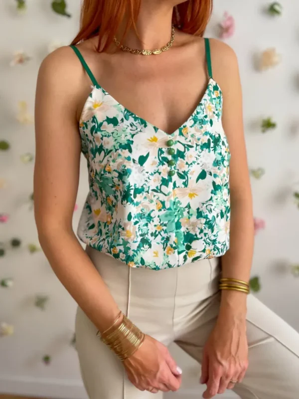 Tops, Blouses*Justine Boutique Auguste top fleuri vert