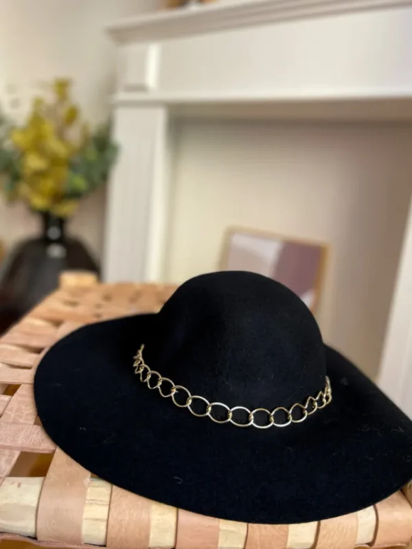 Echarpes, Bandeaux, Mitaines Et Casquettes*Justine Boutique Ben chapeau chaine noir