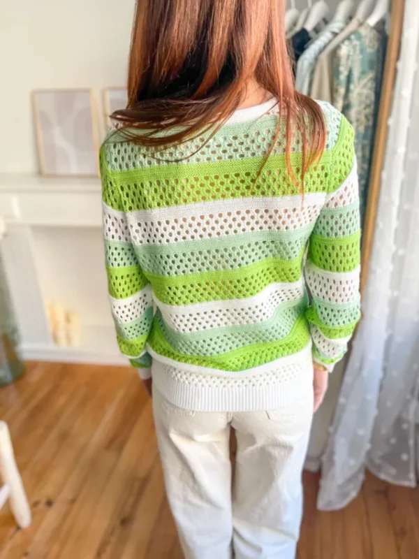 Pulls, Gilets*Justine Boutique Blanca pull gilet rayé vert