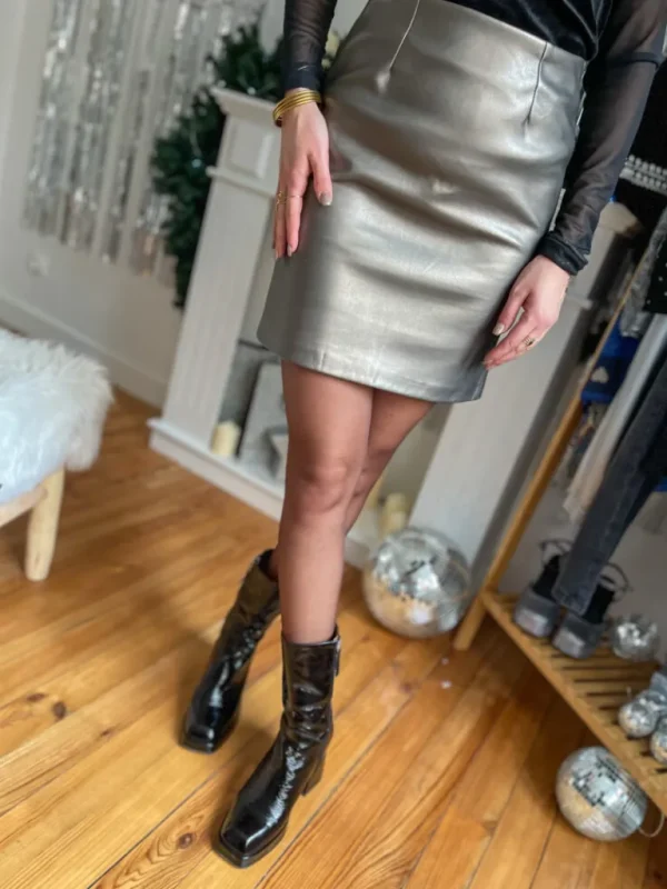 Robes, Jupes*Justine Boutique Bronze jupe simili cuir