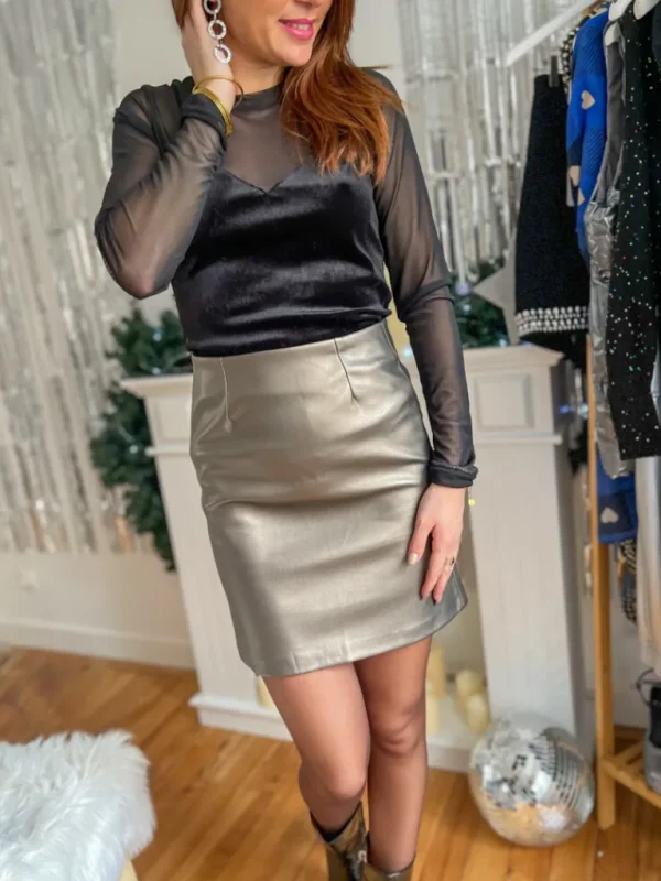 Robes, Jupes*Justine Boutique Bronze jupe simili cuir