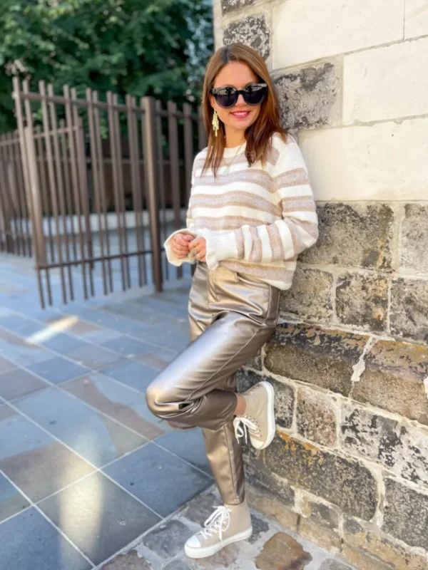 Pantalons, Jeans*Justine Boutique Bronze pantalon simili cuir