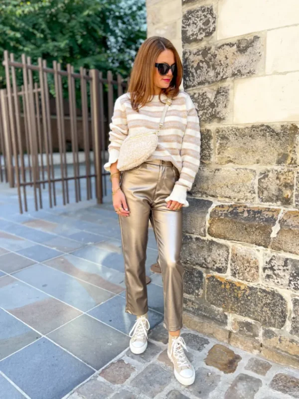 Pantalons, Jeans*Justine Boutique Bronze pantalon simili cuir