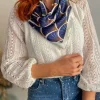Echarpes, Bandeaux, Mitaines Et Casquettes*Justine Boutique Carré de soie motif marine