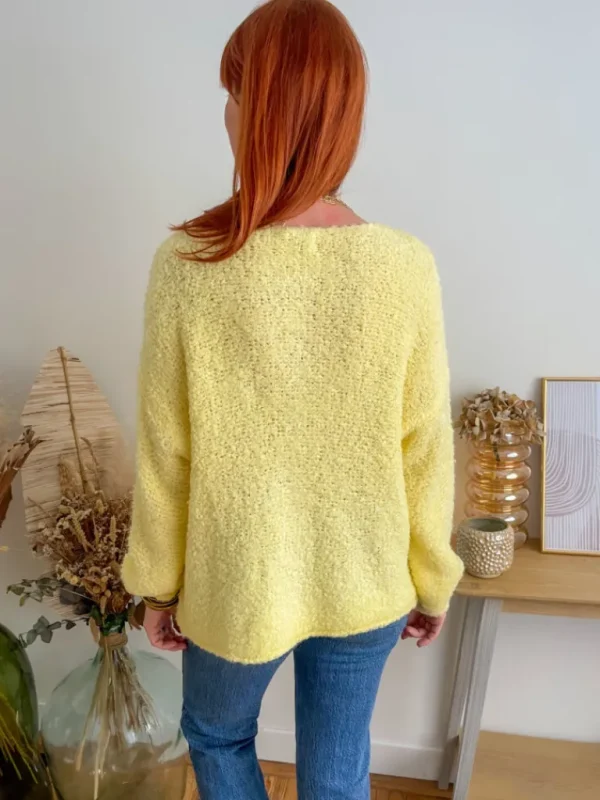 Pulls, Gilets*Justine Boutique Charli gilet gros boutons jaune