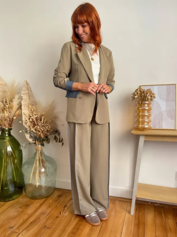 Pantalons, Jeans | Vestes, Manteaux*Justine Boutique Côme ensemble blazer + pantalon taupe