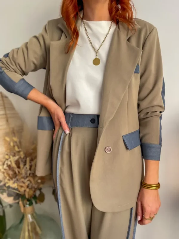 Pantalons, Jeans | Vestes, Manteaux*Justine Boutique Côme ensemble blazer + pantalon taupe