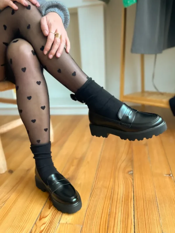 Chaussures, Chaussettes*Justine Boutique Collants cœurs noirs