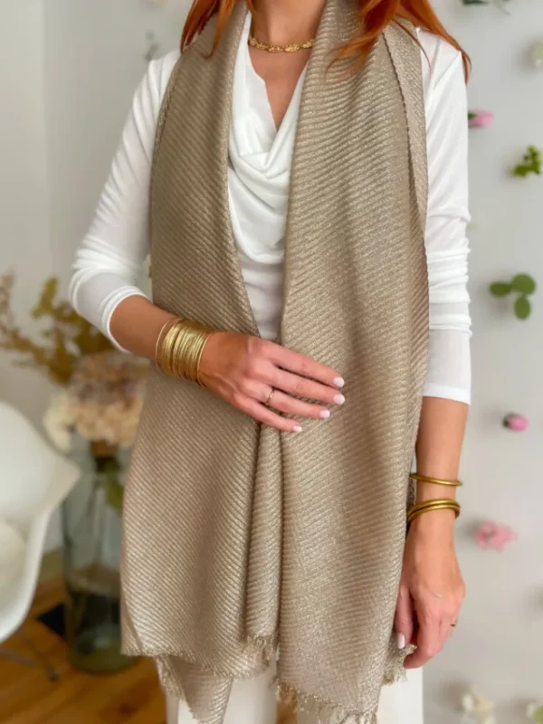 Echarpes, Bandeaux, Mitaines Et Casquettes*Justine Boutique Dina écharpe lurex dorée