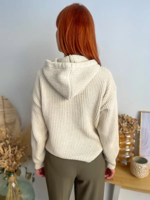 Pulls, Gilets*Justine Boutique Eat pull à capuche écru