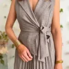 Robes, Jupes*Justine Boutique Elsa robe plissée taupe