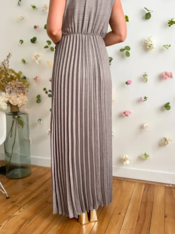 Robes, Jupes*Justine Boutique Elsa robe plissée taupe