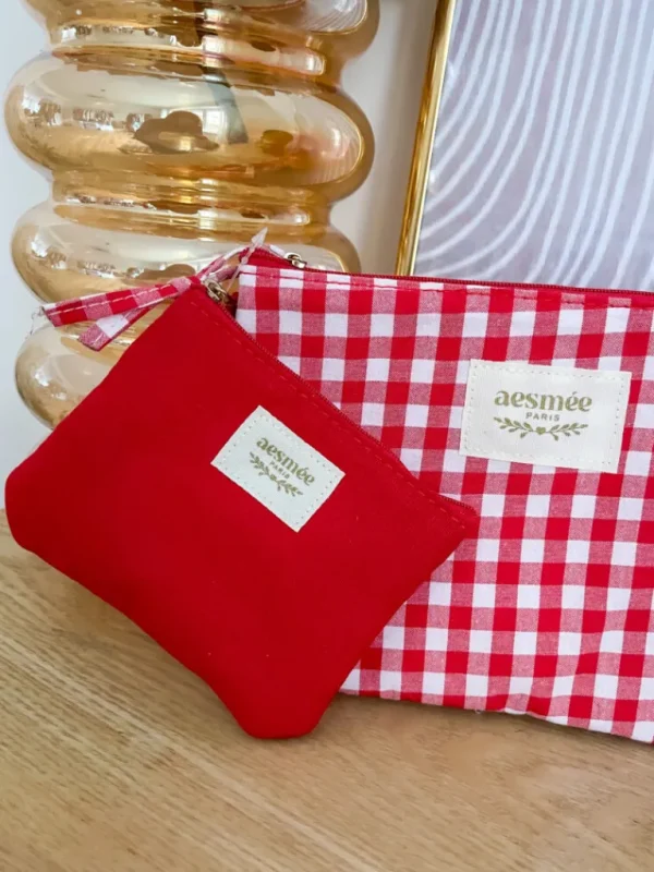Pochettes, Sacs*Justine Boutique Ensemble pochette vichy rouge