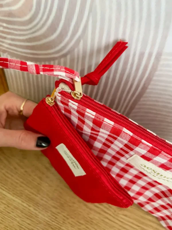 Pochettes, Sacs*Justine Boutique Ensemble pochette vichy rouge