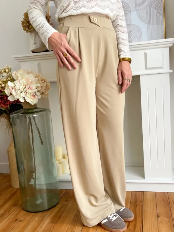 Pantalons, Jeans*Justine Boutique Esteban pantalon fluide beige