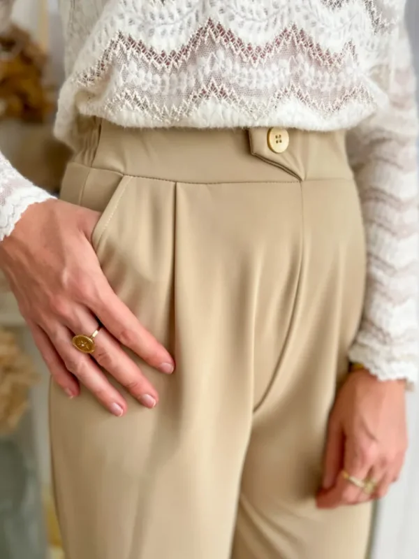 Pantalons, Jeans*Justine Boutique Esteban pantalon fluide beige