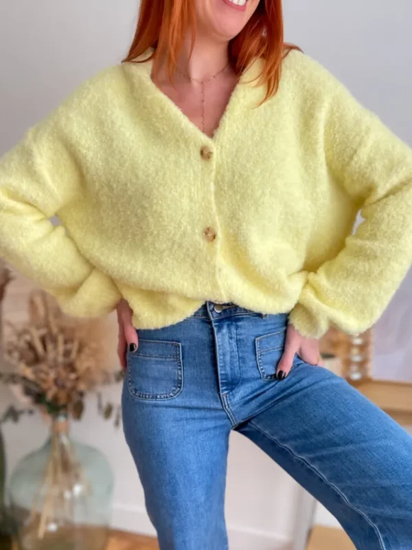 Pulls, Gilets*Justine Boutique Evan pull gilet jaune