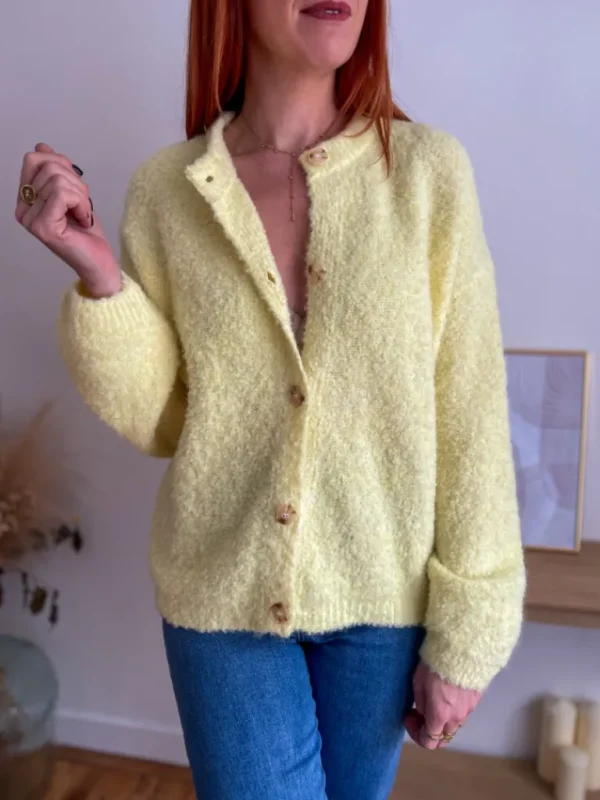 Pulls, Gilets*Justine Boutique Evan pull gilet jaune