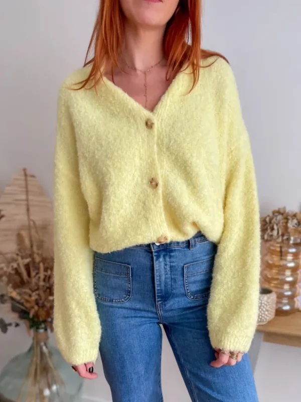 Pulls, Gilets*Justine Boutique Evan pull gilet jaune