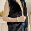 Pulls, Gilets | Vestes, Manteaux*Justine Boutique Fausse fourrure sans manche noire