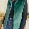Pulls, Gilets | Vestes, Manteaux*Justine Boutique Fausse fourrure sans manche vert foncé