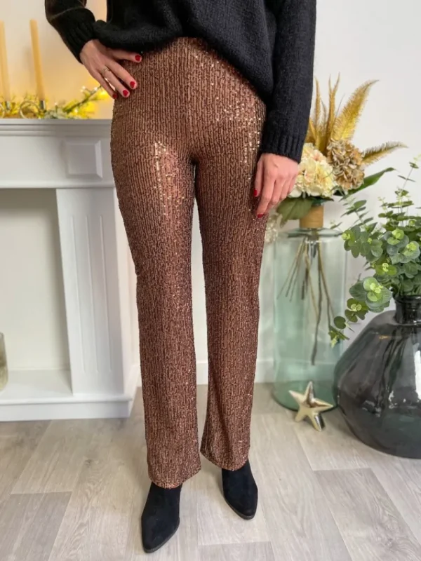 Pantalons, Jeans*Justine Boutique Fiesta pantalon sequins choco