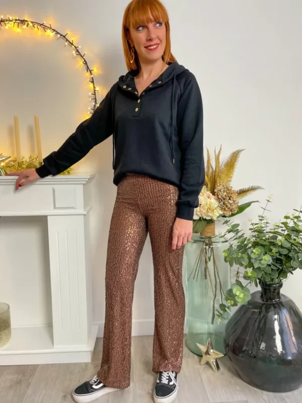 Pantalons, Jeans*Justine Boutique Fiesta pantalon sequins choco