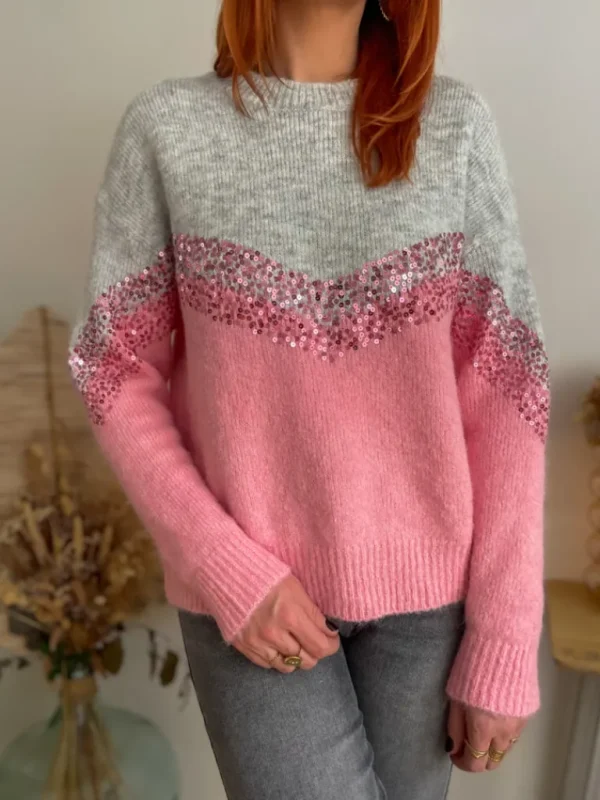 Pulls, Gilets*Justine Boutique Fun pull sequins rose