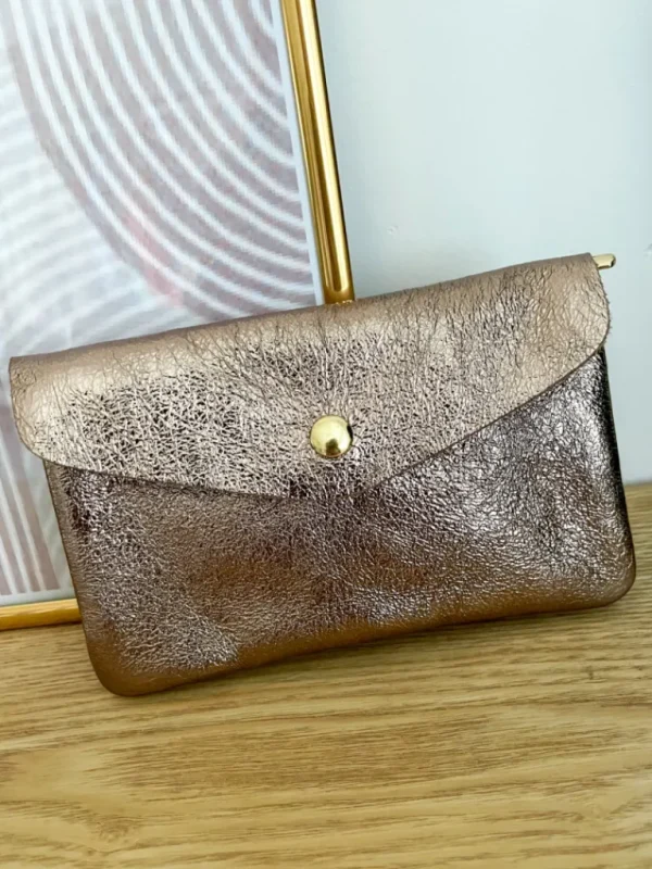Pochettes, Sacs*Justine Boutique Grand porte monnaie cuir bronze