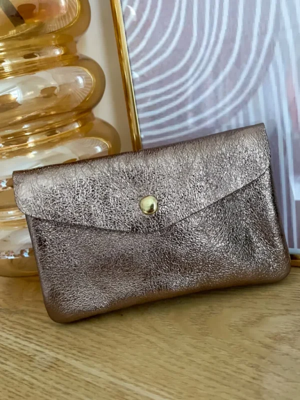 Pochettes, Sacs*Justine Boutique Grand porte monnaie cuir bronze