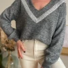 Pulls, Gilets*Justine Boutique Grey pull gris sequins