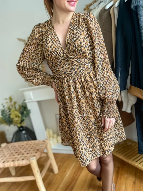 Robes, Jupes*Justine Boutique Haly robe motifs camel