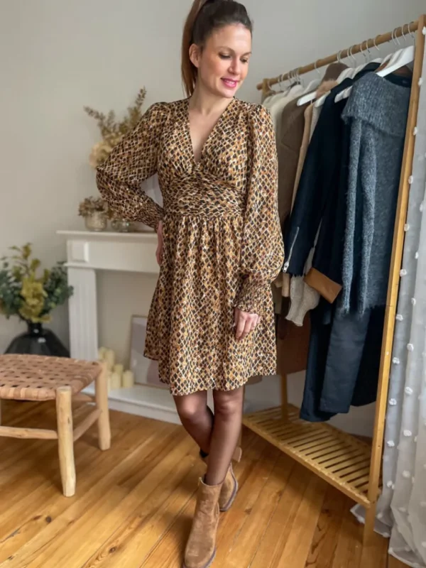 Robes, Jupes*Justine Boutique Haly robe motifs camel