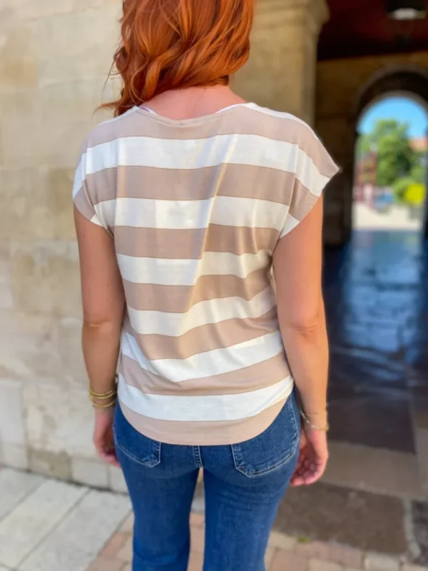 Tops, Blouses*Justine Boutique Kaisa Tee shirt à rayures taupe