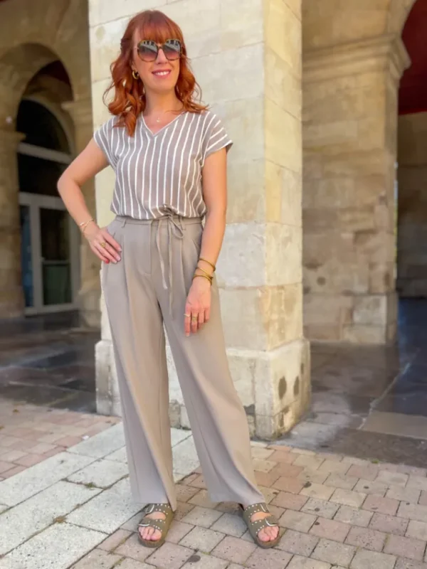 Pantalons, Jeans*Justine Boutique Kris pantalon fluide taupe