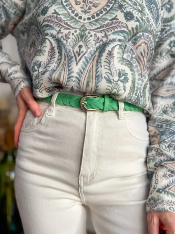 Ceintures*Justine Boutique Lara ceinture tressée verte