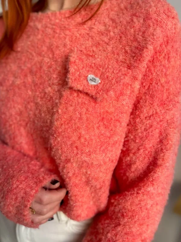 Pulls, Gilets*Justine Boutique Leo pull bouclettes corail