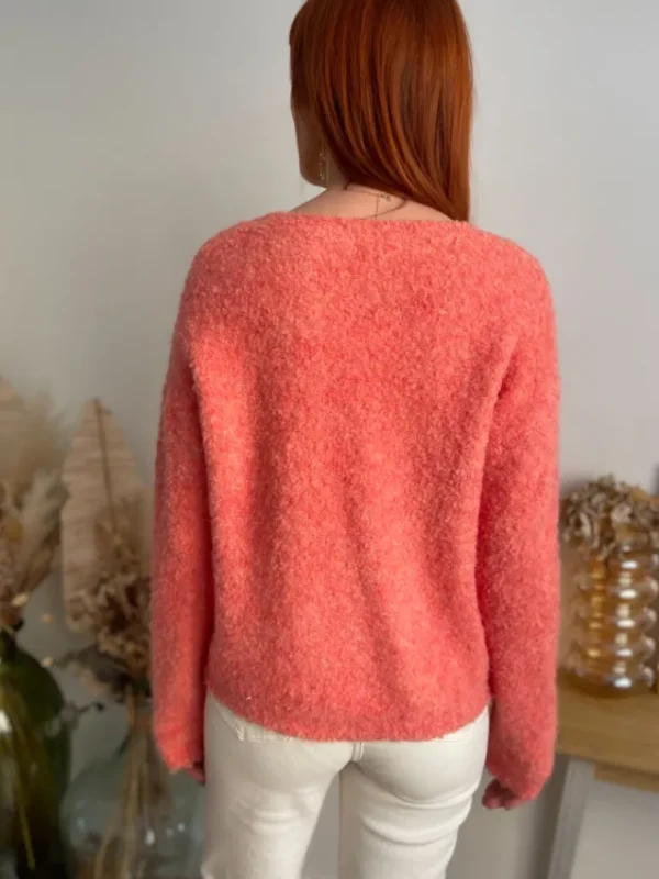 Pulls, Gilets*Justine Boutique Leo pull bouclettes corail