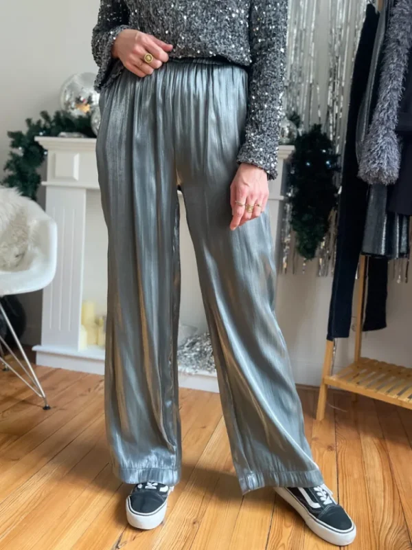 Pantalons, Jeans*Justine Boutique Lino pantalon métallisé argent