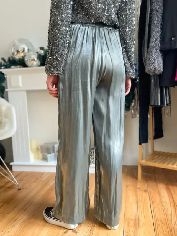 Pantalons, Jeans*Justine Boutique Lino pantalon métallisé argent