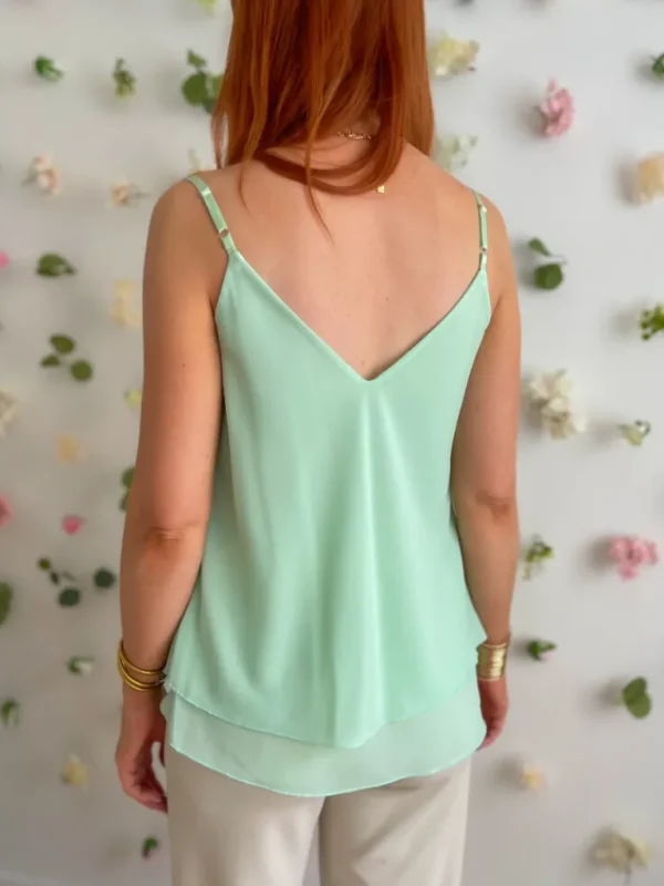 Tops, Blouses*Justine Boutique Lino top dentelle vert sauge