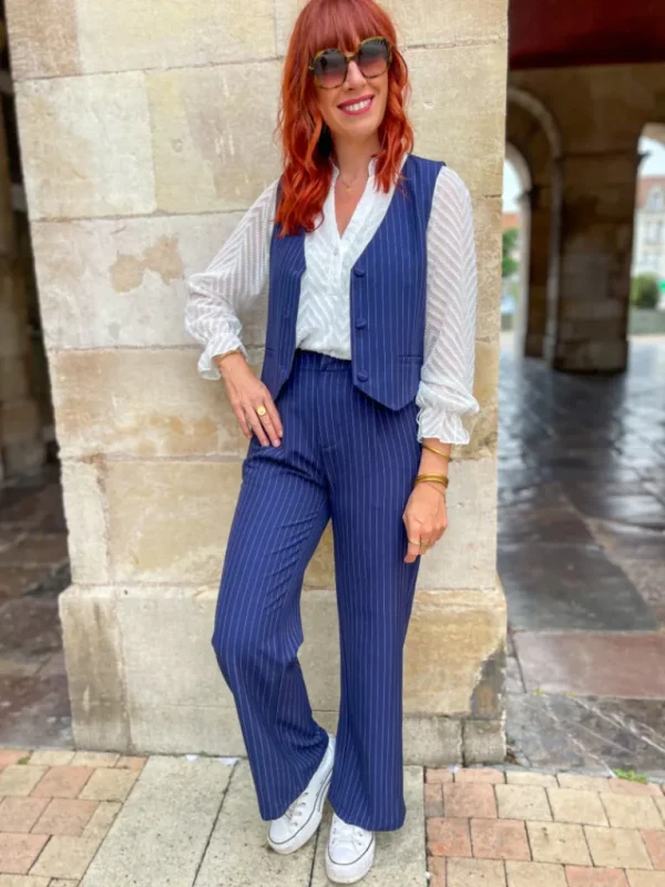 Pantalons, Jeans*Justine Boutique Lison pantalon rayé marine