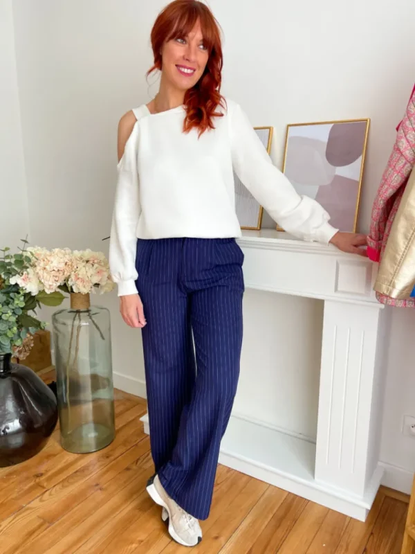 Pantalons, Jeans*Justine Boutique Lison pantalon rayé marine