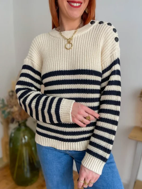 Pulls, Gilets*Justine Boutique Loane marinière grosse maille